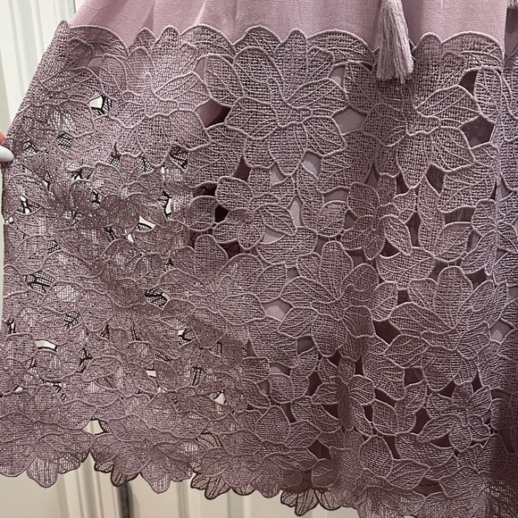 Anthropologie Mauve Purple Lace Inset Embroidered Boho Mini Tunic Dress Size S - Picture 5 of 16